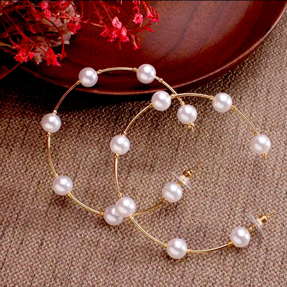 🆕 Pearl Hoop Earrings